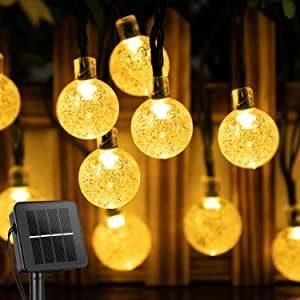 Solar String Lights Outdoor 60 LED 35.6 Feet Crystal Globe Lights with 8 Lighting Modes