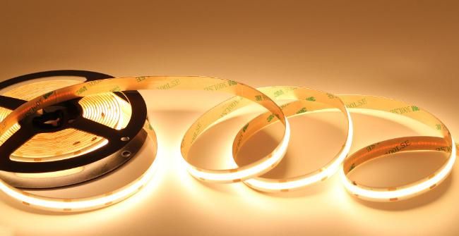 High Lumen Low Voltage Drop 8W 320LEDs 3000K Warm White COB LED Strip Light with IP54 Dustproof