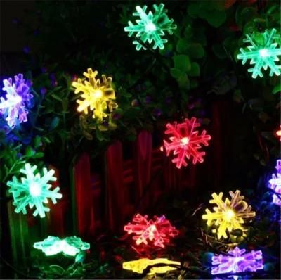 Solar Christmas Lights 50LED Waterproof Multicolor LED Solar Christmas Snowflake String Lights for Christmas Tree, Party, Wedding