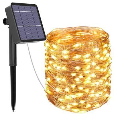 Fence LED Solar Energy Panel Sensor Flood Outdoor Plant Flower Pot Waterproof Street Tree Landscape Garden Decoration Lawn Grow String Light