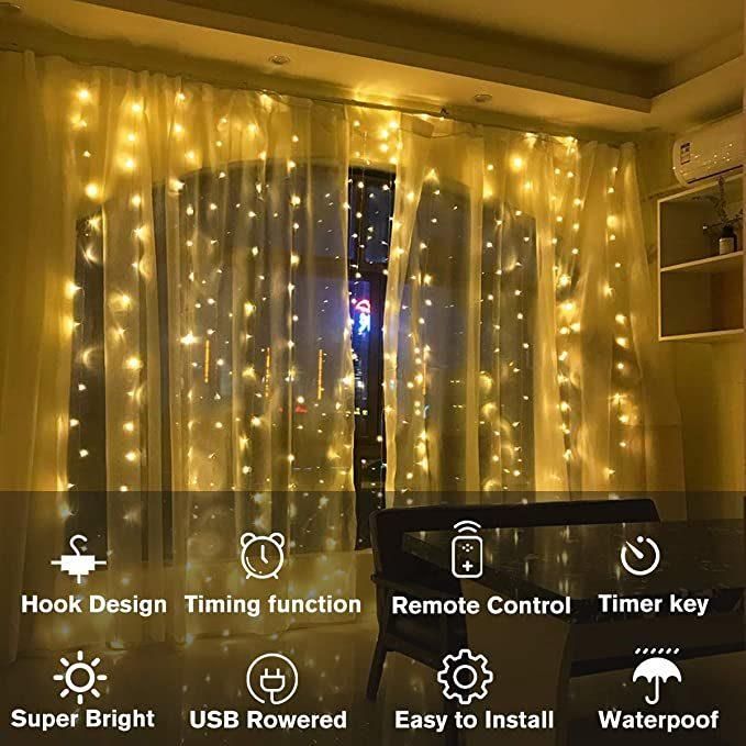 300 LED Curtain Fairy Light with Remote