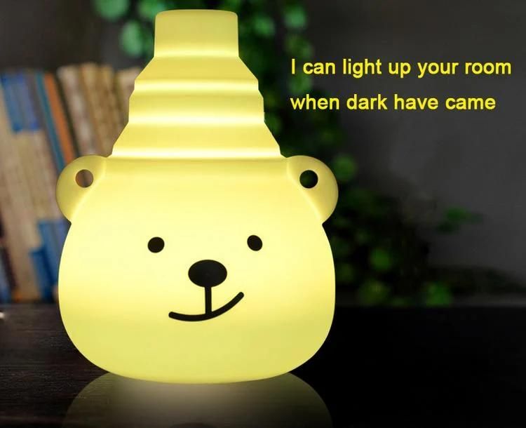 New Arrival 3D Night Light Colors Changeable Bear Shape Baby Choice Mini Size LED Kid′ S Toys Silicone Bedside Lamp for Children Baby