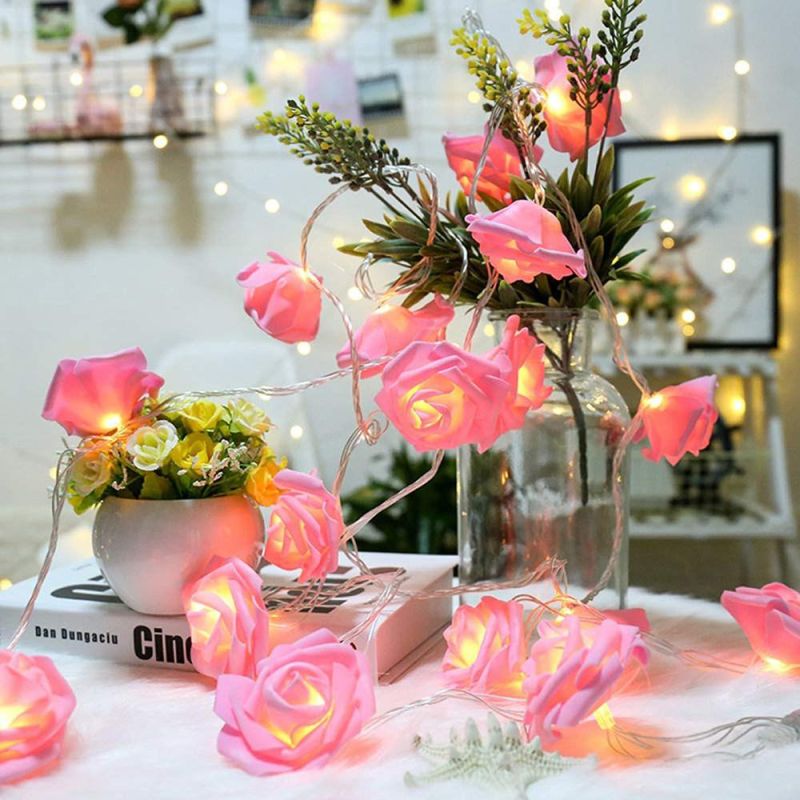 USB LED Rose Flower String Lights Artificial Bouquet Garland Party