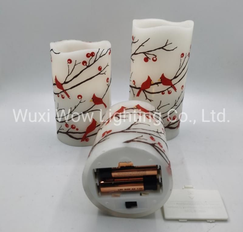 Three-Piece Set of Red Santa Bird LED Candle Lights Hotel Club Wedding Christmas Scene Decoration Props