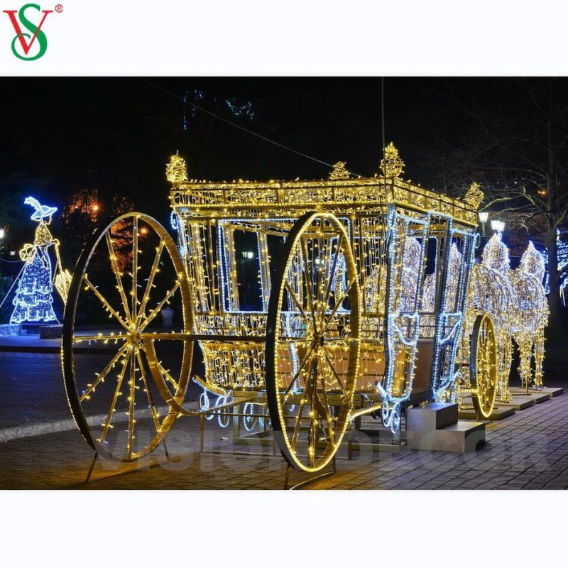 Christmas Commercial 3D Carriage LED Motif Light for Outdoor Decoration