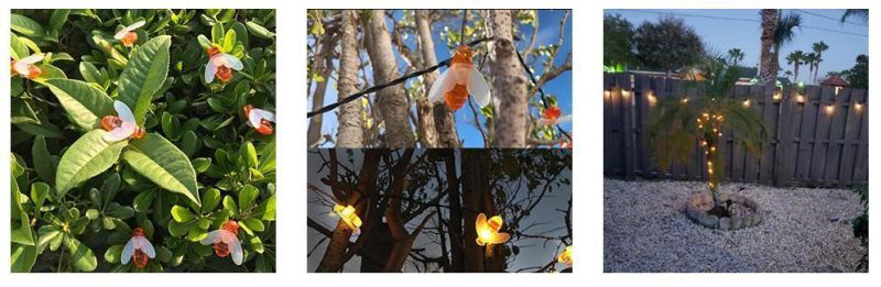 Solar Bee Lights, Solar Fairy Lights Outdoor, Waterproof Honey Bee LED String Lights Christmas Lights for Patio Yard Garden Christmas Party Decor