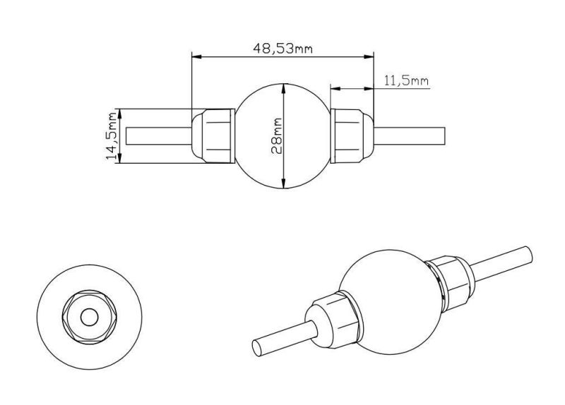 DC12V Spherical 28mm Diameter RGB Full Color LED Pixel Point Light