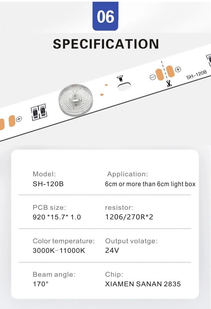 14.4W LED Rigid Bar with 170degree Lens for Light Box