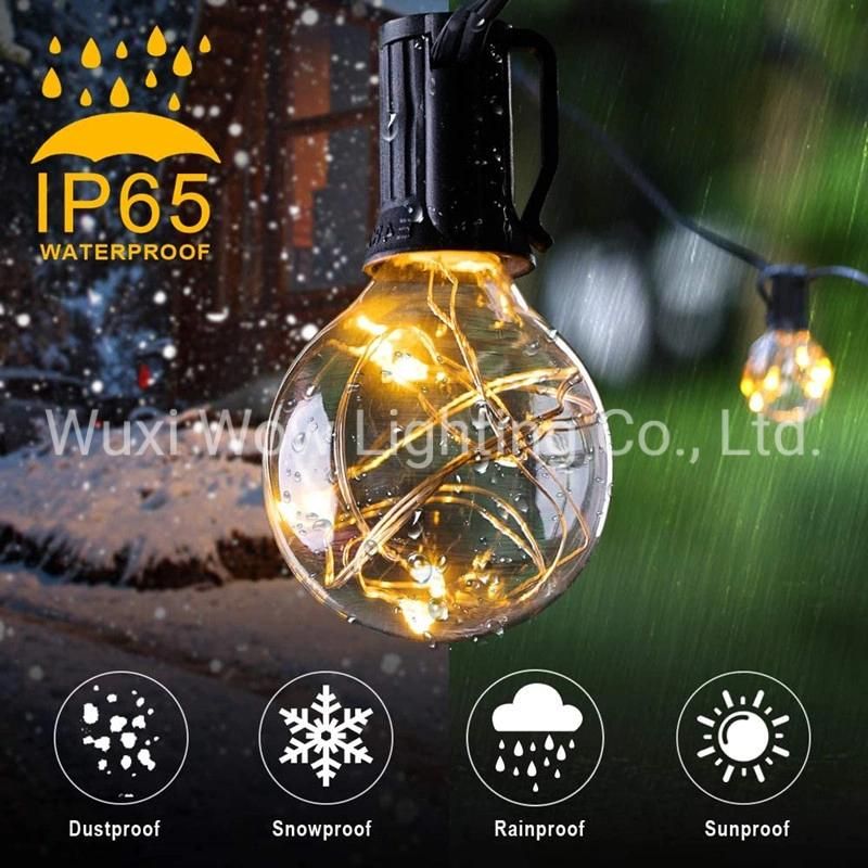 Waterproof Outdoor LED String Lights 17.7m 50+3 G40 Bulbs 265 LEDs IP65 Waterproof Patio String Light CE Standard Warm Indoor Outdoor Fairy Lights for Backyard