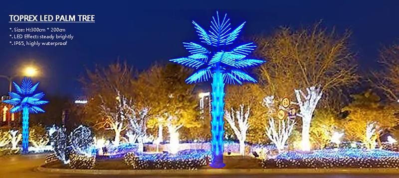 Metal Trunk Rustproof Blue Color LED Coconut Palm Tree Lights