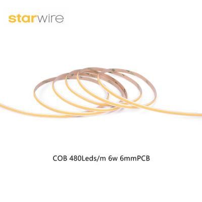 Flexible Mini 6mm PCB COB LED Strip 480LEDs/M