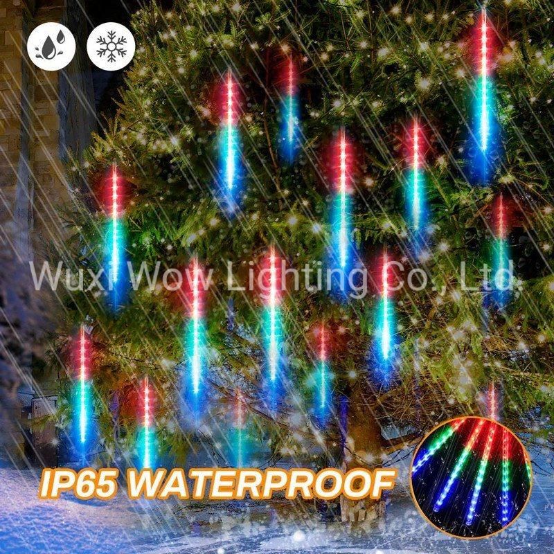 10PCS LED Meteor Shower Light 50cm 360 Falling Rain Lights Raindrop Strip Lights Cascading Lights Icicle Snow Falling Drop Light for Mother′s Day Xmas Trees