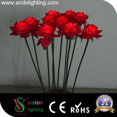Artificial Plastic Fabric LED Light Rose Flowers for Home Decoration