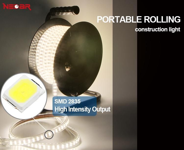 Flexible 230V LED Strip Light in Drum Working Light Construction Site Outdoor Use Waterproof IP65 12W 1500lm