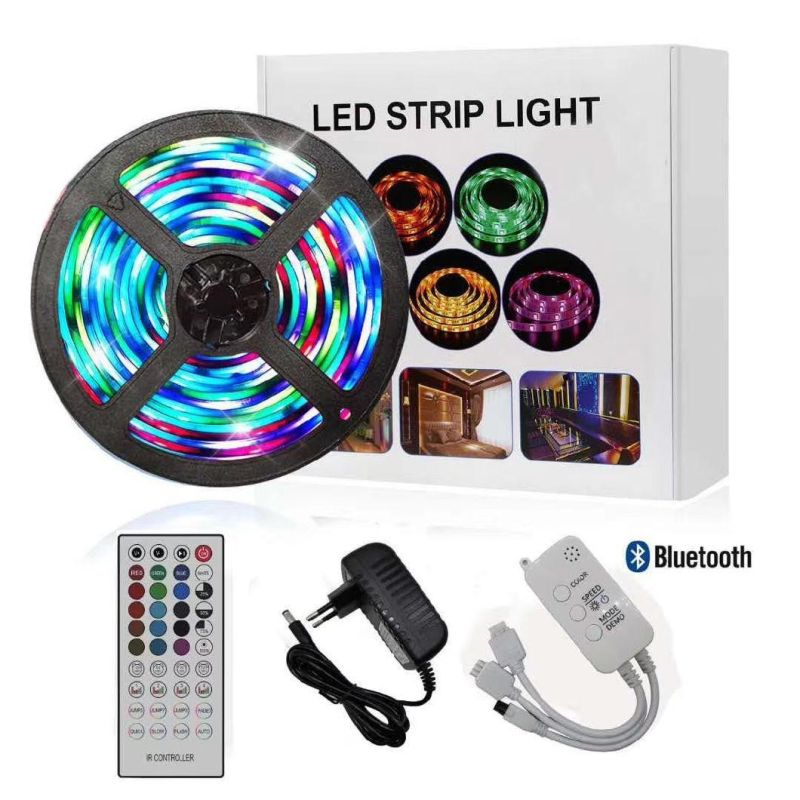 RGB LED Strip Lights Bluetooth SMD 5050 Smart Timing LED Rope Light Strips Kits with 44 Key RF Remote Controller 12V 5A Adapter