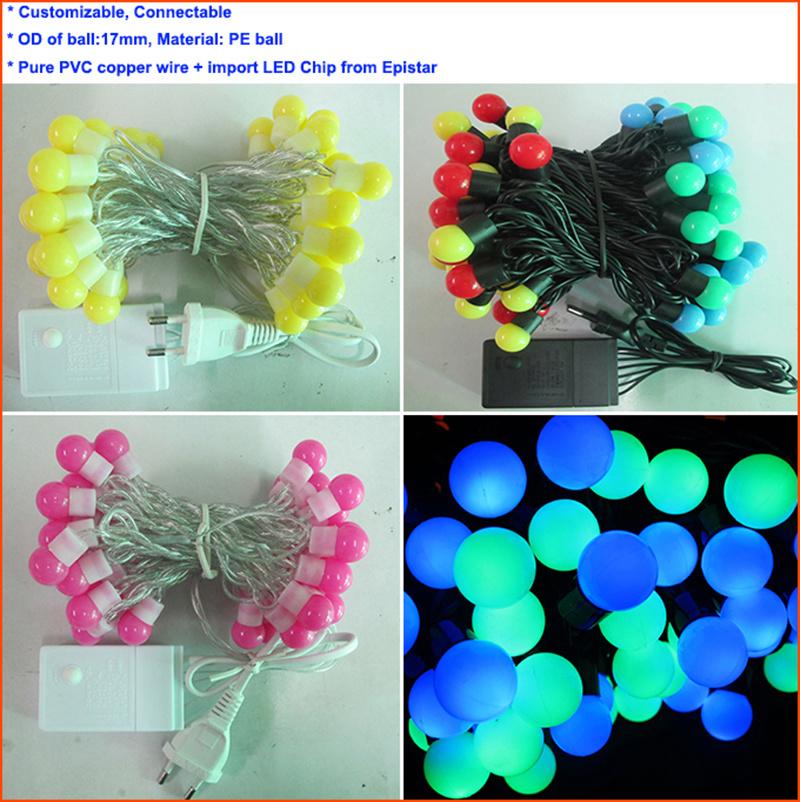 Large LED Lights Holiday Ball Indoor Curtain 10L Battery Round Ball Shaped String Light