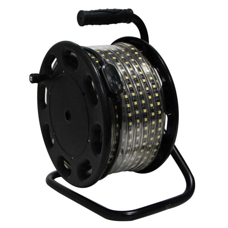 220V/230V Black PCB 800lm/M 5050-60 Portable Reel LED Strip, Construction Site Light