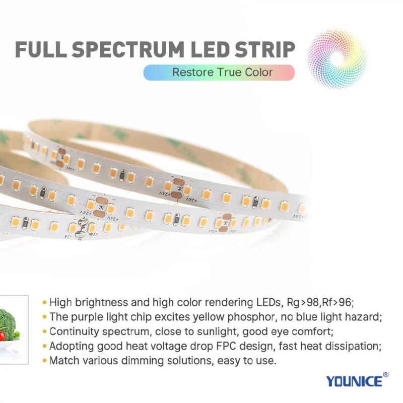 CRI>95 Ra>97 Rg>98 Full Spectrum 3000K LED Strip