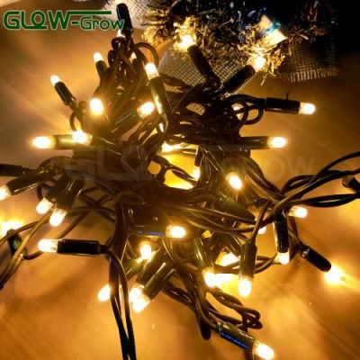 Warm White Green Rubber Cable Outdoor Christmas LED String Light Garland for Patio Ramadan Decoration
