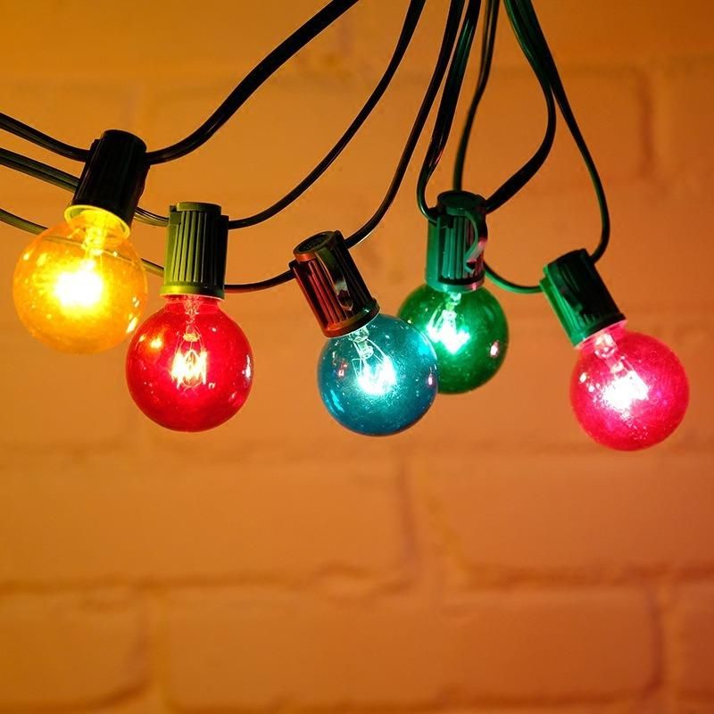 20 Lights Outdoor Electric G40 Multi Colored Edison Bulbs Christmas String Lights