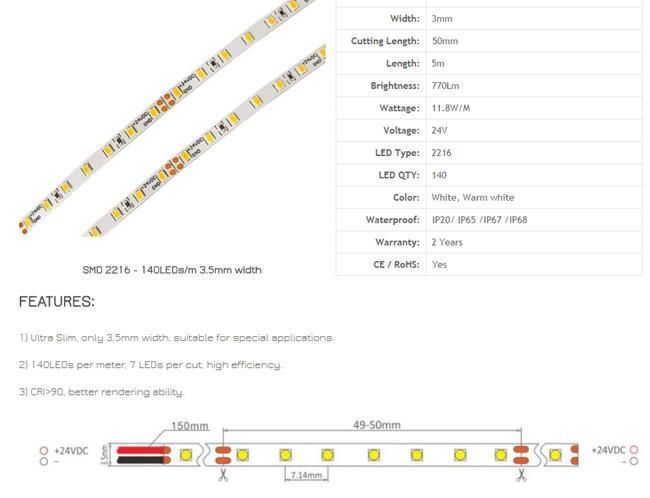 Factory Sale Directly LED Strip High Light 2216 LED Strip Lamp