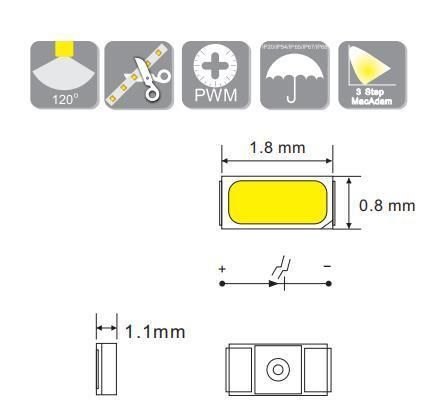 CCT Adjustable SMD1808 LED Strip with 364LEDs/M for Flexible LED Neon Tube