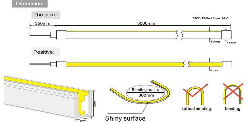 DOT Free Colorful Silicone 24V Mini Waterproof IP Flex LED Neon Strip Light