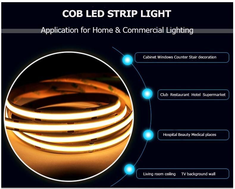 Adhesive Flexible LED Stripes Tape 5m DC12V 24V COB Addressable 320LEDs Strips Lights for Hotel Room Christmas Decoration