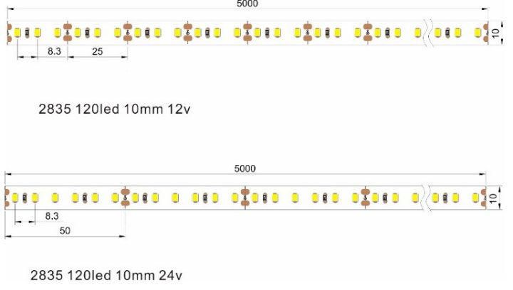 Chinese Factory 5mm 12V 2835 Super Brighhness IP68 Waterproof LED Strip Light for Decoration