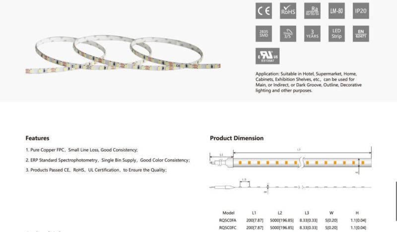 DC12V/24V UL, CE Approved Flexible LED Strips LED Light Strip