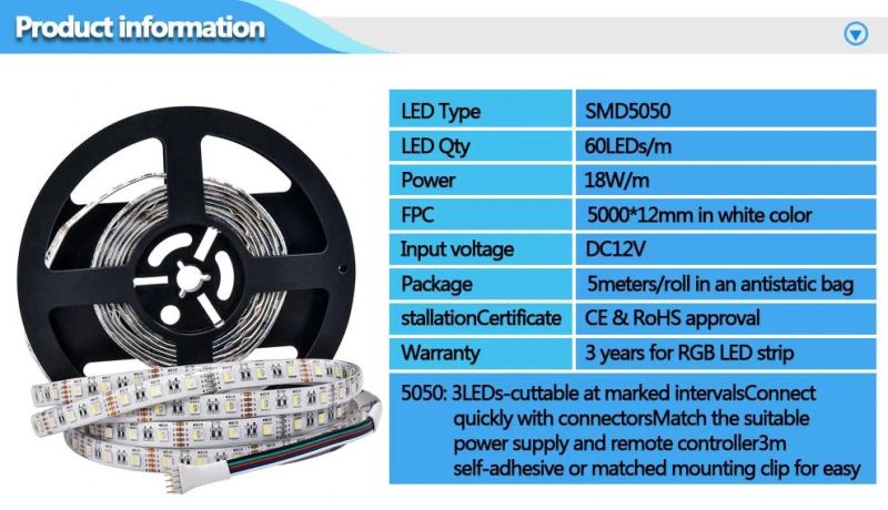 RGBW LED Strip 5050 12V Tape RGB+White/Warm White 4 in 1 Chip 60LEDs/M Flexible LED Light
