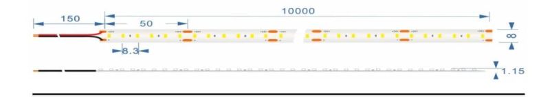 10m/Roll 100lm/W DC24V Flexible Ribbon Tape LED Strip