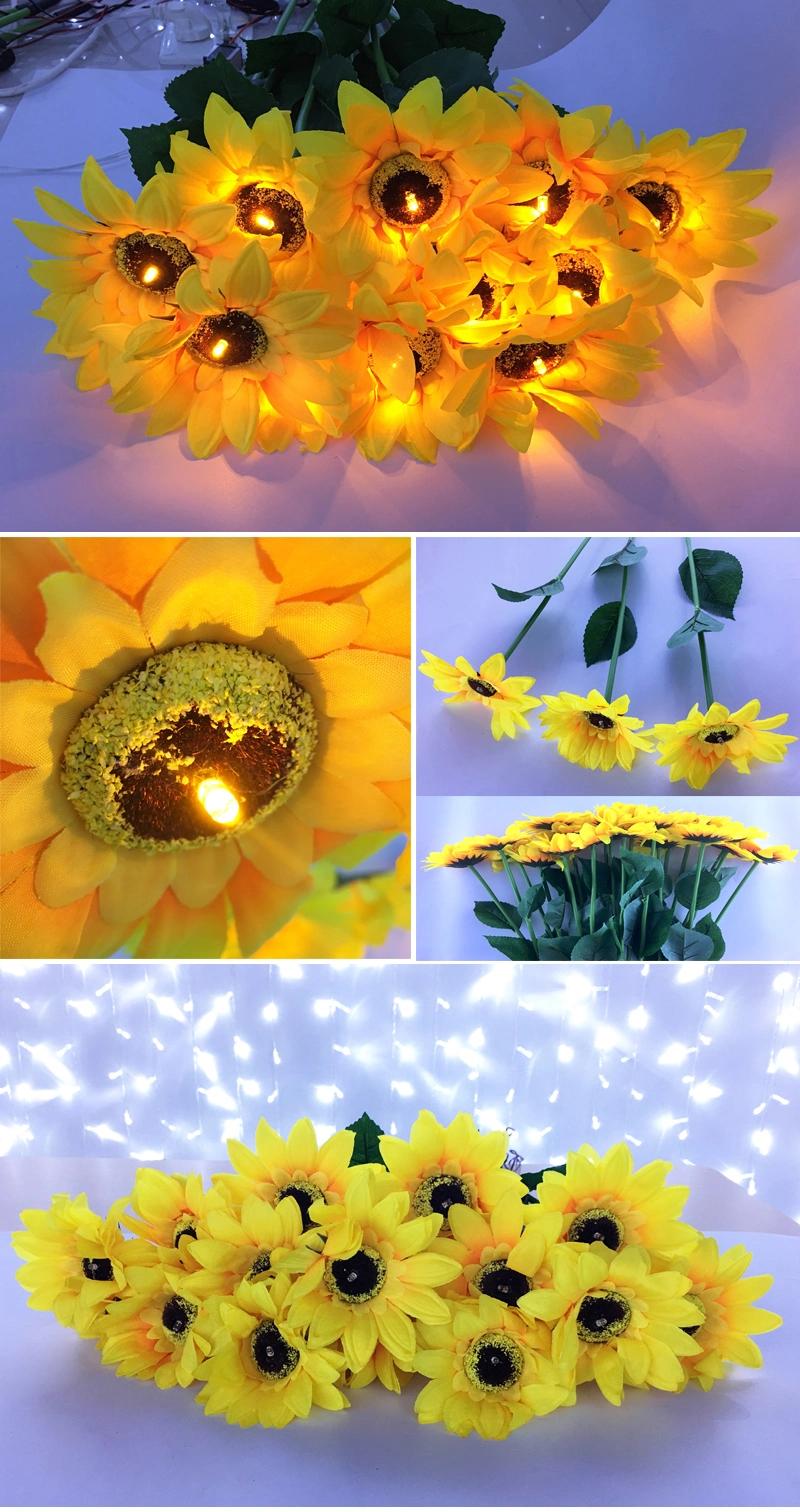 Outdoor Wedding Home Decoration Light Plastic Plant LED Sunflower Stem