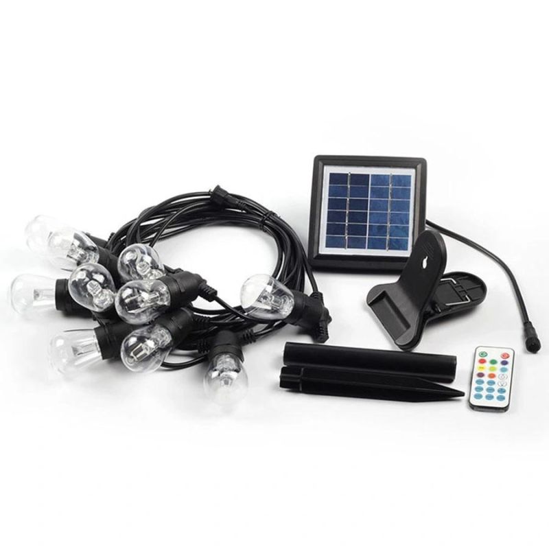 RGB Solar String Lights, 48FT Outdoor Patio Lights with 15 LED Color Changing Bulbs