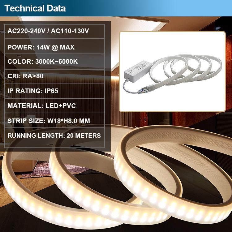 220V Strip LED SMD 2835 240LED 14W Cuttable Triple Color Dimmable