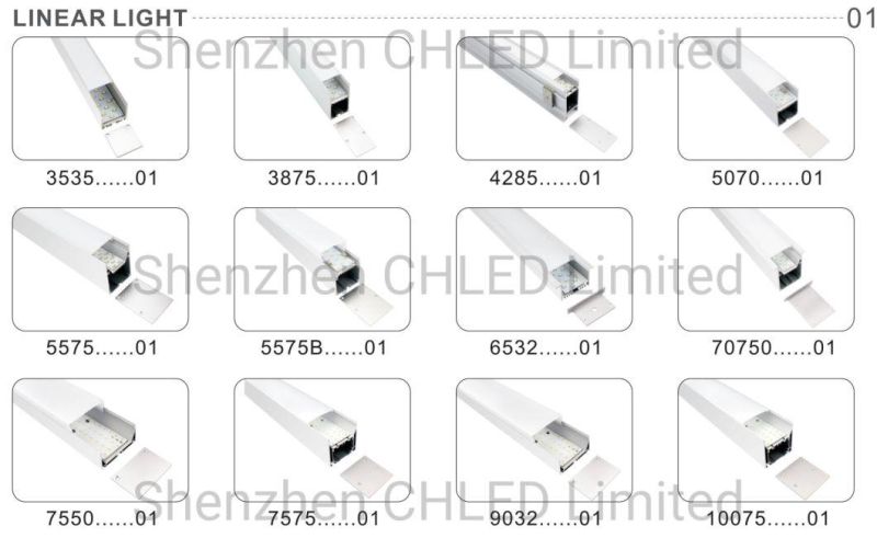 LED Strip with U/V Shape Aluminium/Aluminum Profile LED Linear Light with Milky/Diffuser/Transparent/Frosted/Clear PMMA PC Cover