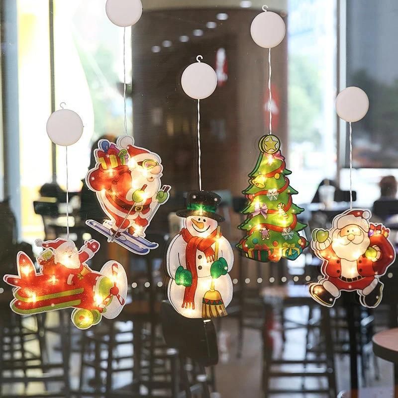 Christmas Snowman Window Hanging Lights LED Suction Cup Decoration Lights