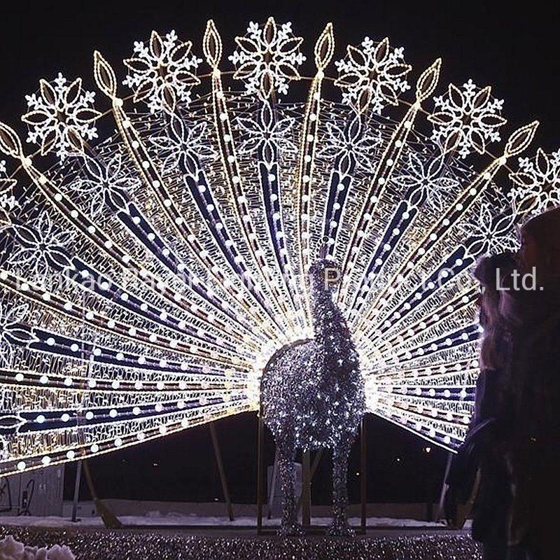 Cutsomized LED Animal Motif Peacock Flashing Rope Lights Christmas Decorations