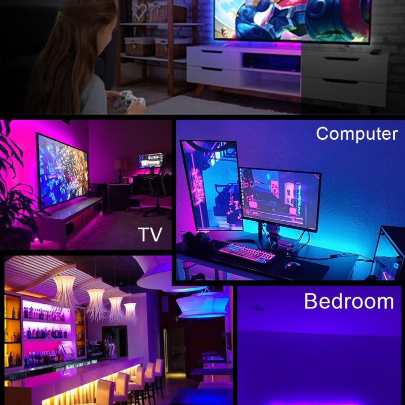 Bluetooth LED Strip/Rope Light RGB Flex Strip with Remote Music Color Changing Smart LED Strip Light