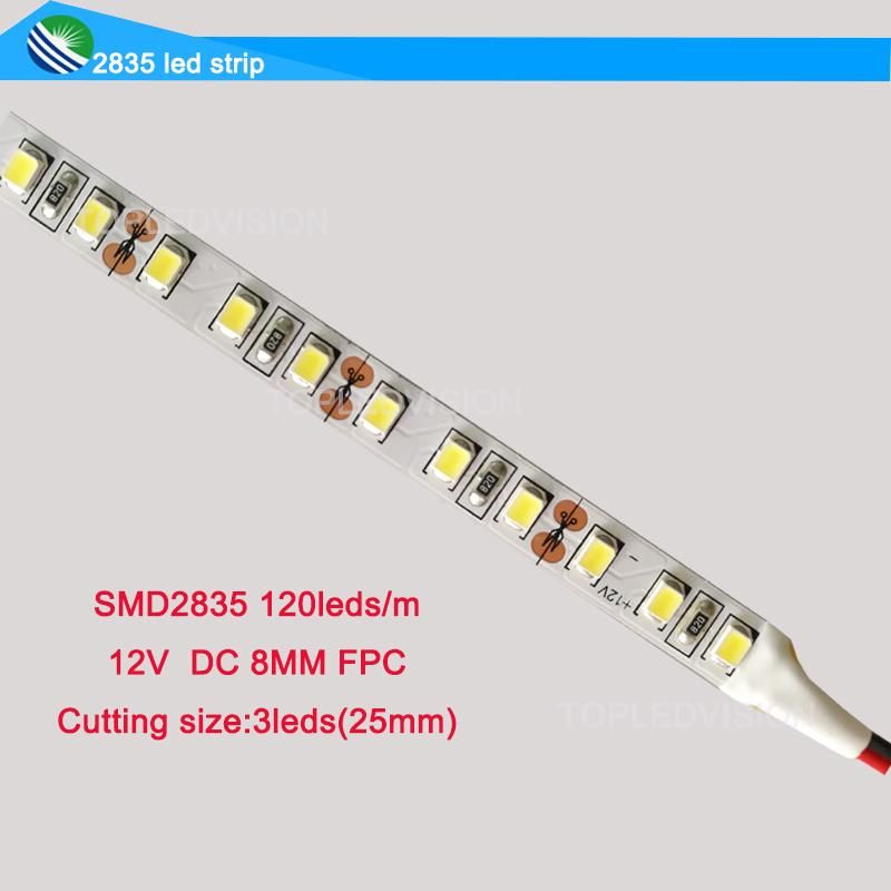 12V DC SMD2835 Flexible LED Rope LED Strip 120LEDs with White Color for Indoor Light