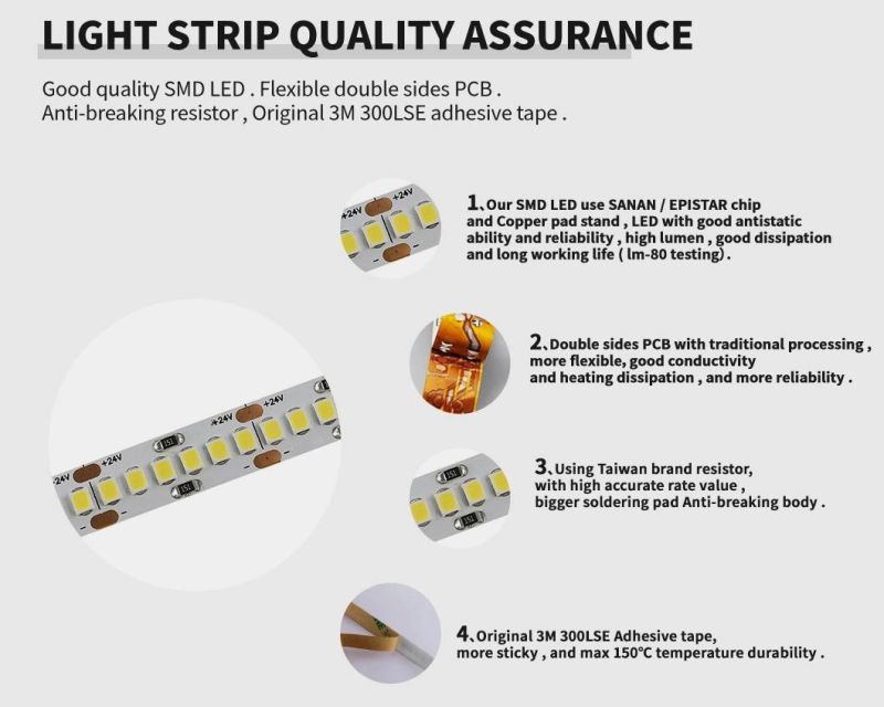 3years Warranty High Brightness Flexible Light SMD2835 LED Strip 240LEDs/M