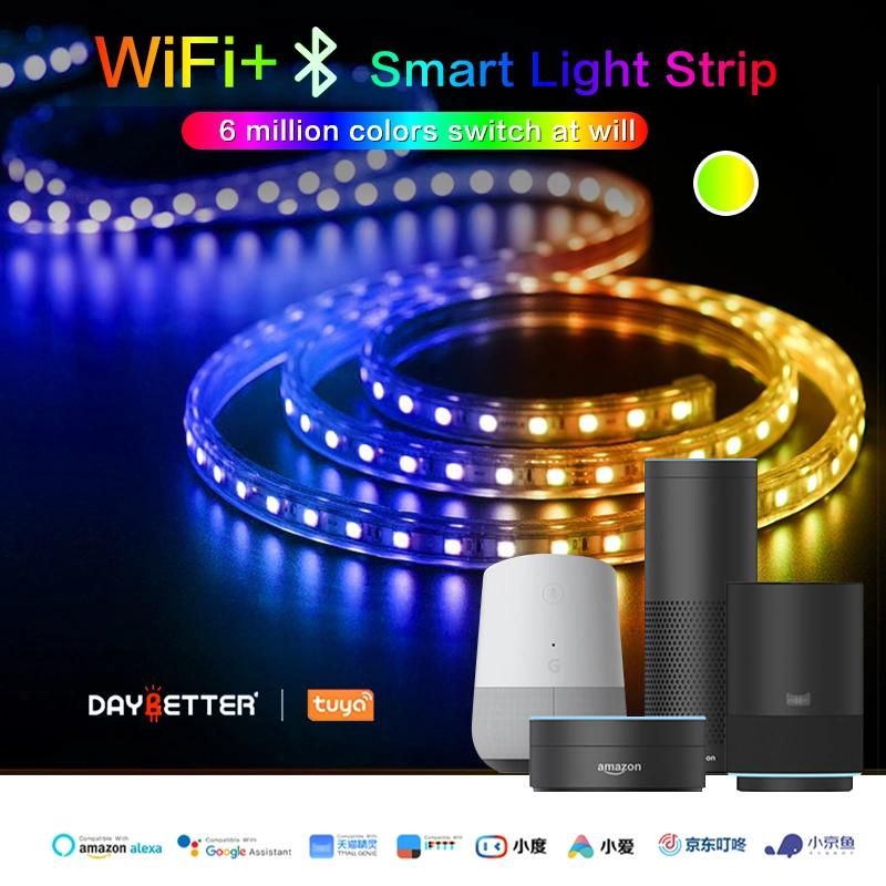 Wholesale Smart WiFi Flex DC12V 5m Outdoor Flexible 2835 5050 SMD RGB Waterproof LED Strip Lights LED Light Strip