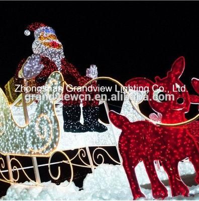 LED Santa and His Carriage with Cute Deers Christmas Lights