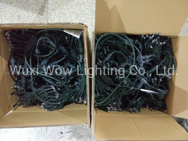 Premium 5m Drop Dark Green Rubber Cable Warm White LED Curtain Light for Outdoor City Decorating with Europlug 230V