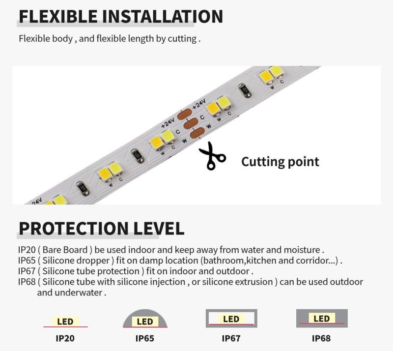 CCT Adjustable SMD2835 120LEDs/M 12W/M LED Flexible Strip Light