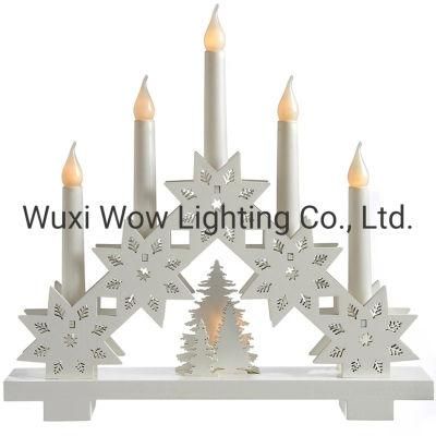 Candle Bridge Arch Table Decoration Wood 32 Cm White Christmas Lights