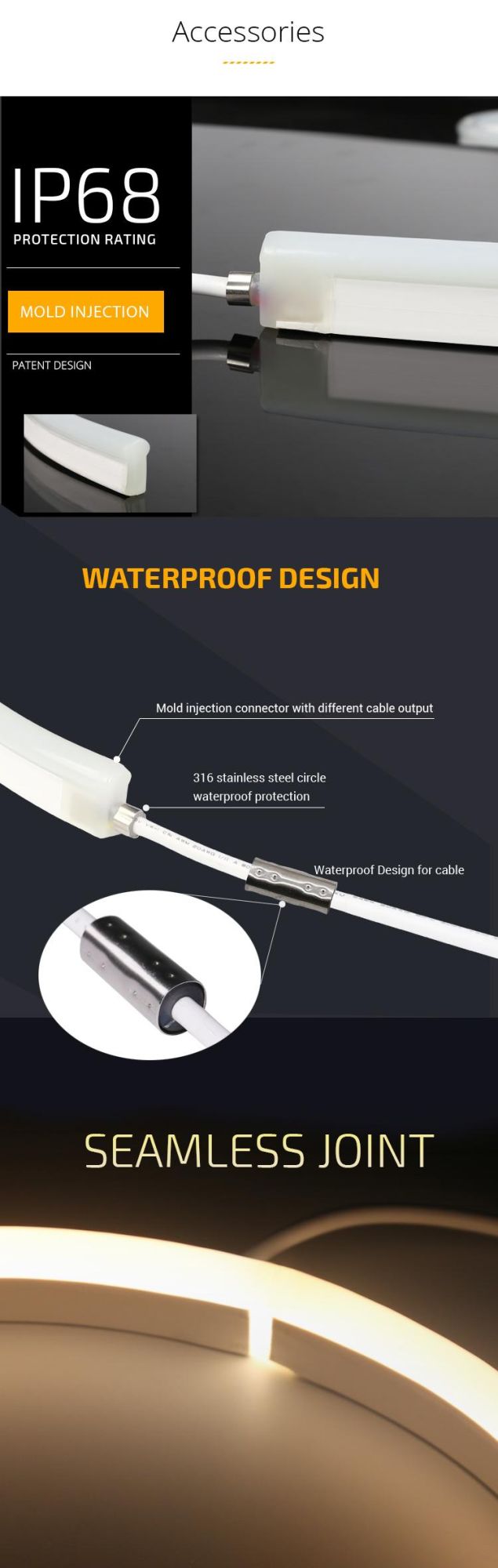 24V RGB IP68 Flex Waterproof LED Tube Light