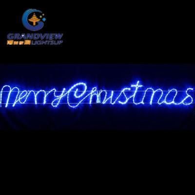 Animated 290cm Wide LED Blue &prime;merry Christmas&prime; Motif Rope Lights