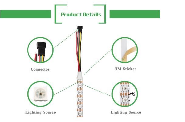 Fastest Best Sellers Build-IC RGB Full Color HD107s 60LED/M LED Flexible Strip Rope Light