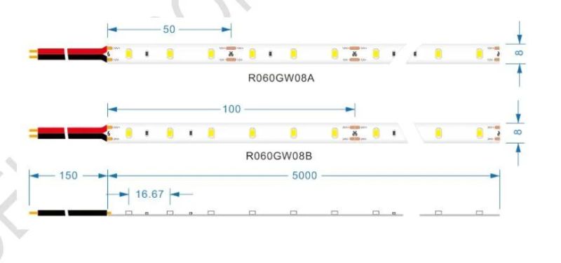 8mm FPC Width DC12V/DC24V 60 LEDs/Meter LED Strip Lighting